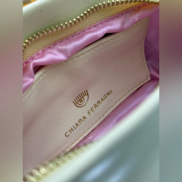 🆕 CHIARA FERRAGNI 🧿 NWOT Mini Eyelike Symbol Shoulder Bag, Pale Yellow - Picture 8 of 13